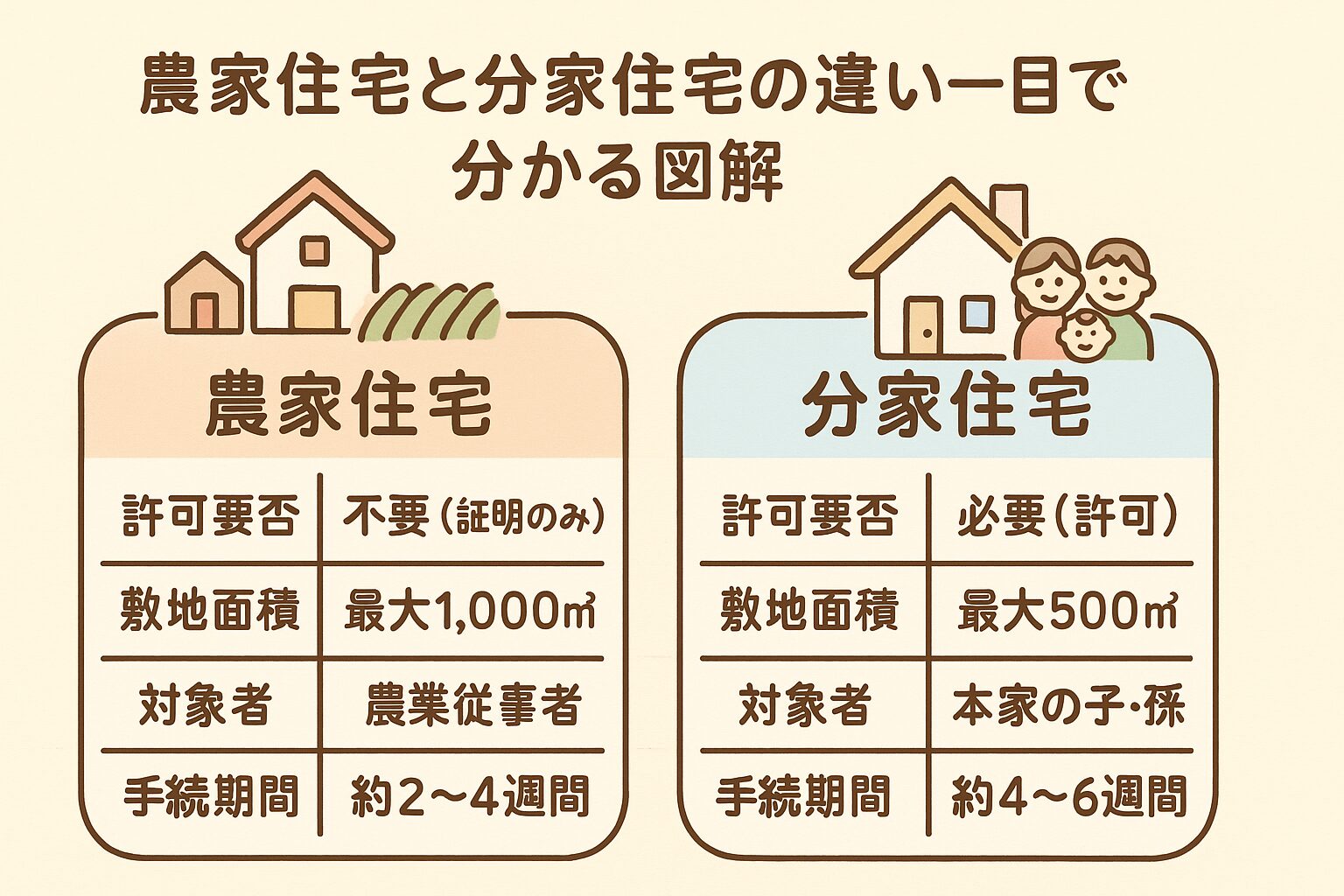 農家住宅と分家住宅の違い 早見表